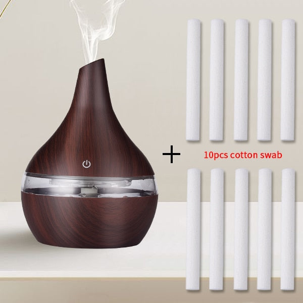 saengQ Humidifier Electric Aroma Air Diffuser Wood Ultrasonic Air Humidifier Essential Oil Aromatherapy Cool Mist Maker For Home