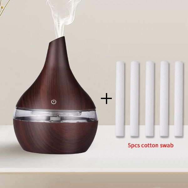 saengQ Humidifier Electric Aroma Air Diffuser Wood Ultrasonic Air Humidifier Essential Oil Aromatherapy Cool Mist Maker For Home