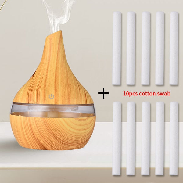 saengQ Humidifier Electric Aroma Air Diffuser Wood Ultrasonic Air Humidifier Essential Oil Aromatherapy Cool Mist Maker For Home